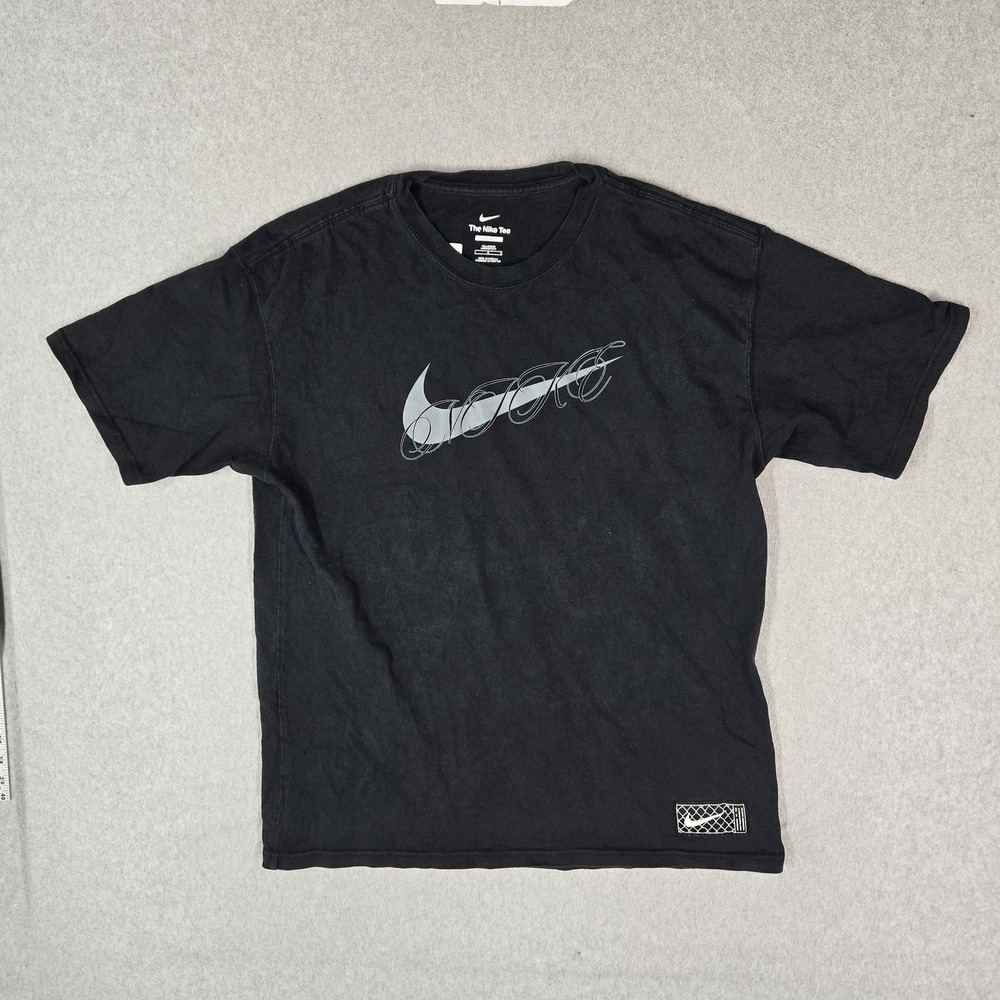 Nike Men Shirt L TALL Black Max 90 Big Swoosh Tee Logo Loose Fit
